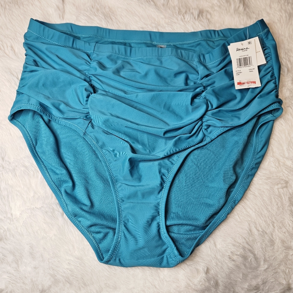 Raisins Curve Teal Costa Hi-Waist Ruched Full Coverage Swim Bottom Size 22W NWT - Picture 3 of 4
